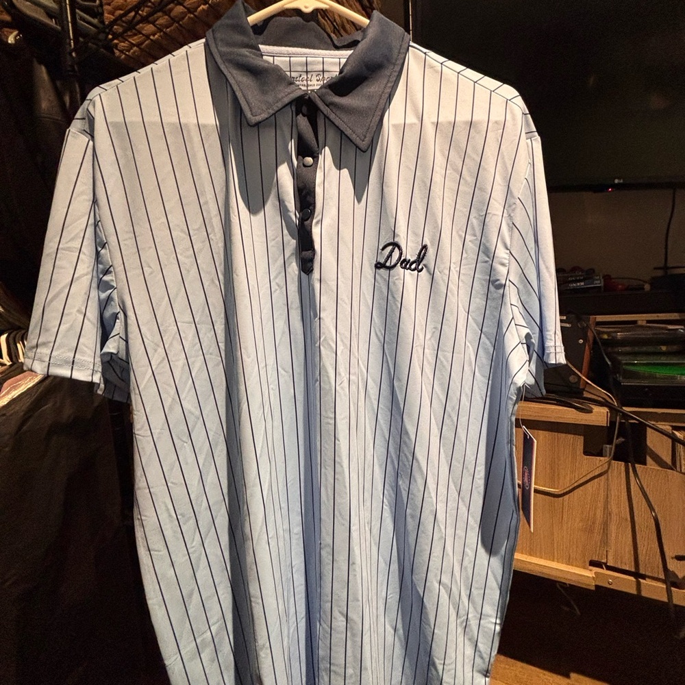 Men's Blue Striped Polo Shirt